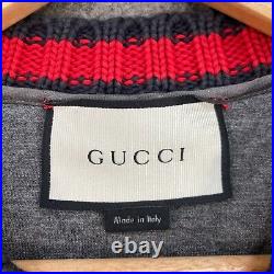 Gucci Jumper Mens Medium grey Sweater Pullover 408239 X6457 Knit Trim A4302