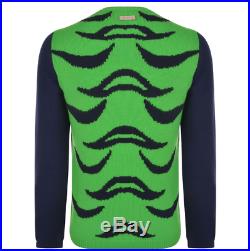 Gucci Jumper Sweater Mens Tiger Blue Green New 100% Wool