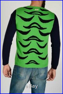 Gucci Jumper Sweater Mens Tiger Blue Green New 100% Wool