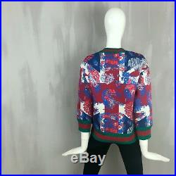 Gucci Ladies Metallic Web Union Jack Corsage Bow Brooch Sweater Jumper Size XS