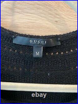 Gucci Leather Embellished Lana Wool Jumper Sweater Pullover Size Medium (M)