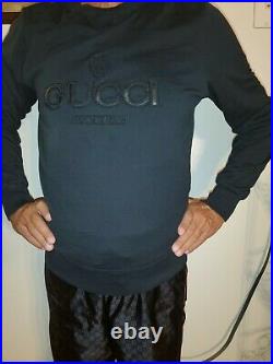 Gucci Mens Sweater 100% Cotton Made In Italy (M) Authentic Black