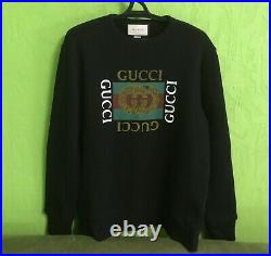 Gucci Sweatshirt Classic Hoody Jersey Sweater Vintage Logo Cotton Black Size M