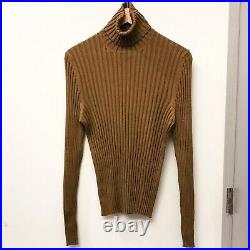 Gucci Tom Ford RTW Brown Silk Wool Cashmere Ribbed Turtleneck Sweater Jumper KKW