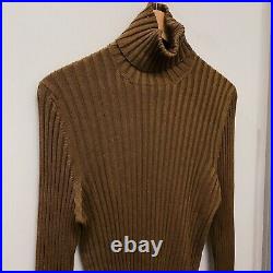 Gucci Tom Ford RTW Brown Silk Wool Cashmere Ribbed Turtleneck Sweater Jumper KKW