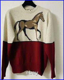 HERMES Cashmere Sweater Horse Pattern Size M Used Good Condition Ship from Japan