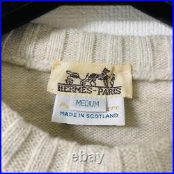 HERMES Cashmere Sweater Horse Pattern Size M Used Good Condition Ship from Japan