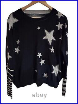 HIGH- USE Cotton Knit Navy & Black Knit Star Jumper Medium New Without Tags