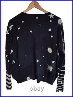 HIGH- USE Cotton Knit Navy & Black Knit Star Jumper Medium New Without Tags