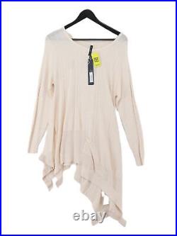 HIGH Women's Jumper M Cream Viscose with Polyester Round Neck Pullover