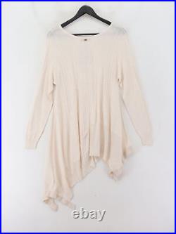 HIGH Women's Jumper M Cream Viscose with Polyester Round Neck Pullover