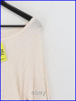 HIGH Women's Jumper M Cream Viscose with Polyester Round Neck Pullover