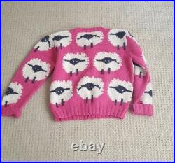 HTF Vintage Woolrich Hot Pink Sheep Print Fun Cardigan Sweater Womens Size M