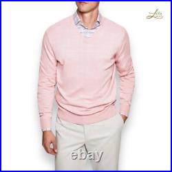 Hackett London Cotton & Cashmere V-Neck Sweater Soft Pink Size L Made in Italy Hackett London Cotton & Cashmere V-Neck Sweater Soft Pink Size L Made in Italy