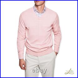 Hackett London Cotton & Cashmere V-Neck Sweater Soft Pink Size L Made in Italy Hackett London Cotton & Cashmere V-Neck Sweater Soft Pink Size L Made in Italy