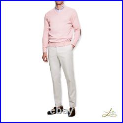 Hackett London Cotton & Cashmere V-Neck Sweater Soft Pink Size L Made in Italy