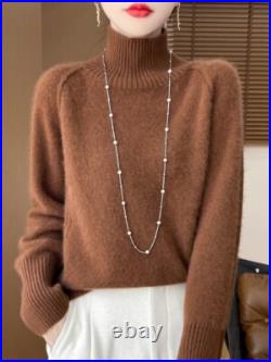 Half High Neck Sweater Women's Faux Wool Short Style Sweater Loose Inner Layer