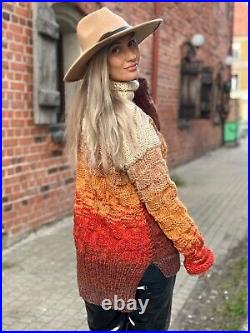 Hand Knitted Woman's Sweater High Quality Wool Oversize, Woman's Jumper Cardigan