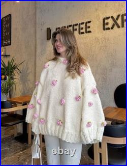 Hand Made Crochet Cardigan-Elegant Autumn And Winter Fashion Oversized Sweater. M