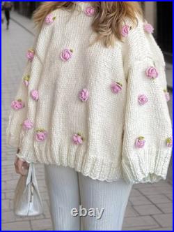 Hand Made Crochet Cardigan-Elegant Autumn And Winter Fashion Oversized Sweater. M