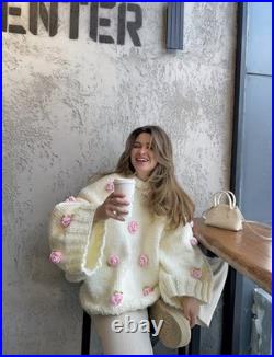 Hand Made Crochet Cardigan-Elegant Autumn And Winter Fashion Oversized Sweater. M