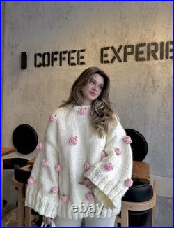Hand Made Crochet Cardigan-Elegant Autumn And Winter Fashion Oversized Sweater. M