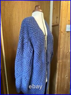 Handmade granny square Long Cardigan Beautiful Blue