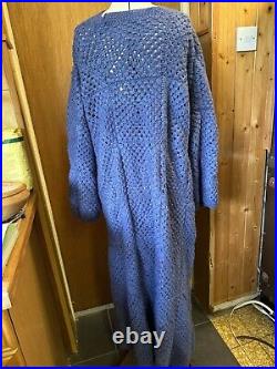 Handmade granny square Long Cardigan Beautiful Blue