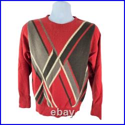 Harrods By Ballantyne Cashmere Intarsia Crewneck Sweater 44 M L Scotland Vintage