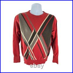 Harrods By Ballantyne Cashmere Intarsia Crewneck Sweater 44 M L Scotland Vintage