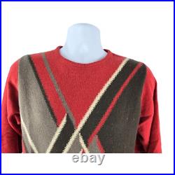 Harrods By Ballantyne Cashmere Intarsia Crewneck Sweater 44 M L Scotland Vintage