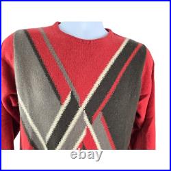 Harrods By Ballantyne Cashmere Intarsia Crewneck Sweater 44 M L Scotland Vintage
