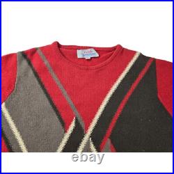 Harrods By Ballantyne Cashmere Intarsia Crewneck Sweater 44 M L Scotland Vintage