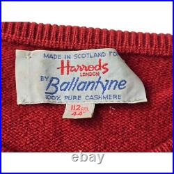 Harrods By Ballantyne Cashmere Intarsia Crewneck Sweater 44 M L Scotland Vintage