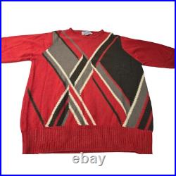 Harrods By Ballantyne Cashmere Intarsia Crewneck Sweater 44 M L Scotland Vintage