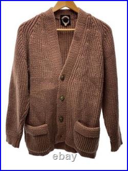 Heavyweight Wool Cardigan M Brown Knit Warm Sweater Used