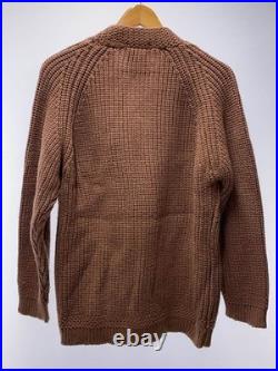 Heavyweight Wool Cardigan M Brown Knit Warm Sweater Used