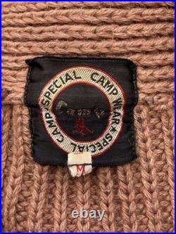 Heavyweight Wool Cardigan M Brown Knit Warm Sweater Used