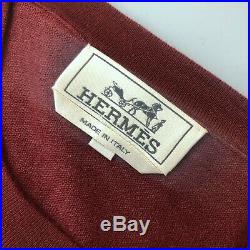 Hermes Men Runway Burgundy CASHMERE Knit Sweater Pullover Jumper Size L IT50