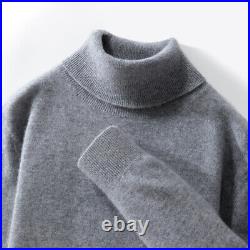 High Neck Men's 100% Cashmere Sweater Winter Loose Knit Wool Winter Warm Sweater