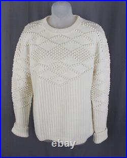 High Women's Cream Wool Blend Round Neck Long Sleeve Pullover Sweater Medium