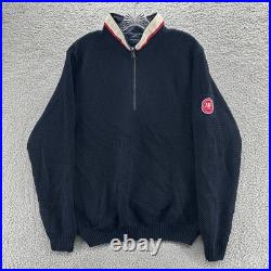 Holebrook Sweden Sweater Mens Medium M Blue Golf 1/4 Zip Knit Windproof Pullover