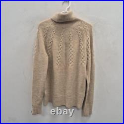 Holland Cooper Jumper Womens M Beige Roll Neck Cable Knit Button Shoulder