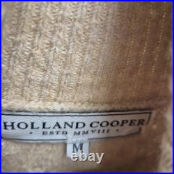 Holland Cooper Jumper Womens M Beige Roll Neck Cable Knit Button Shoulder