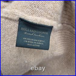 Holland Cooper Jumper Womens M Beige Roll Neck Cable Knit Button Shoulder