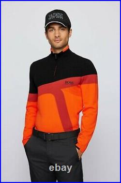 Hugo Boss Zetto Zip-neck sweater with colour-blocking and logo RARE authentic