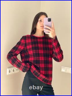 Hugo Boss unisex tartan print wool sweater Size M-L