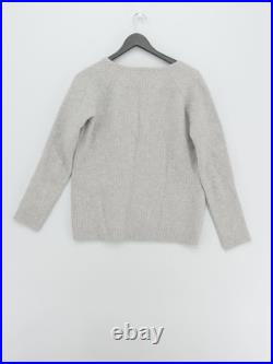 Hush Women's Jumper M Grey Wool with Cotton V-Neck Pullover