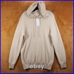 INK + IVY Sweater Womens Medium Tan Pullover Hooded 100% Cashmere Luxury Knit