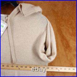 INK + IVY Sweater Womens Medium Tan Pullover Hooded 100% Cashmere Luxury Knit